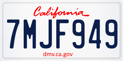 CA license plate 7MJF949