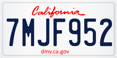 CA license plate 7MJF952