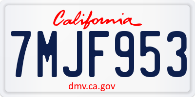 CA license plate 7MJF953