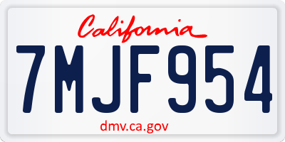 CA license plate 7MJF954