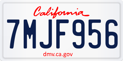 CA license plate 7MJF956
