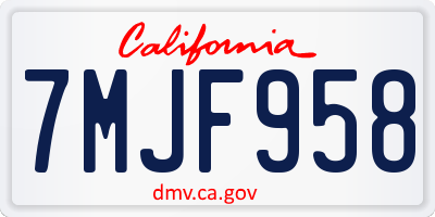 CA license plate 7MJF958
