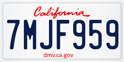 CA license plate 7MJF959