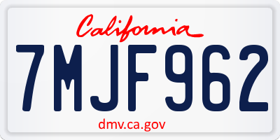 CA license plate 7MJF962