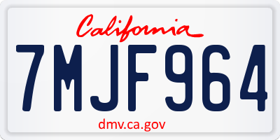 CA license plate 7MJF964