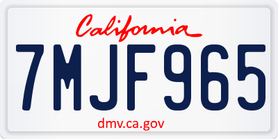 CA license plate 7MJF965