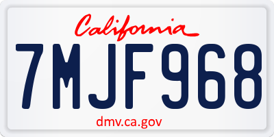 CA license plate 7MJF968