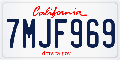 CA license plate 7MJF969