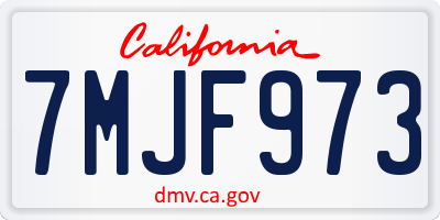 CA license plate 7MJF973