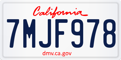 CA license plate 7MJF978