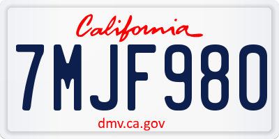 CA license plate 7MJF980