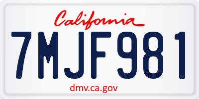 CA license plate 7MJF981