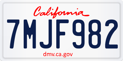 CA license plate 7MJF982