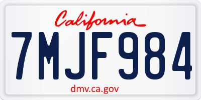 CA license plate 7MJF984