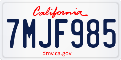 CA license plate 7MJF985