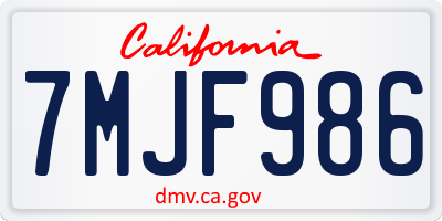 CA license plate 7MJF986
