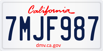 CA license plate 7MJF987