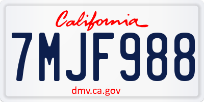 CA license plate 7MJF988