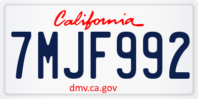 CA license plate 7MJF992