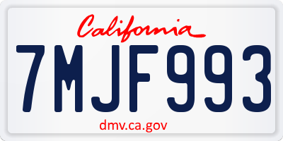 CA license plate 7MJF993