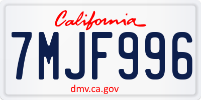 CA license plate 7MJF996