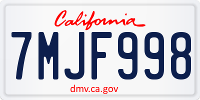 CA license plate 7MJF998