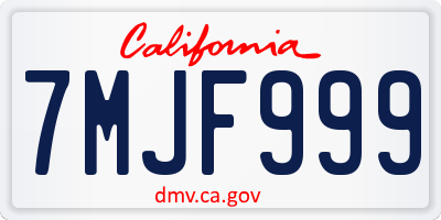CA license plate 7MJF999
