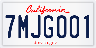 CA license plate 7MJG001