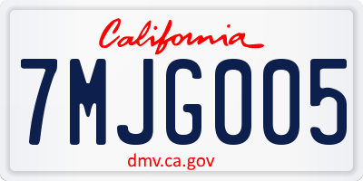 CA license plate 7MJG005