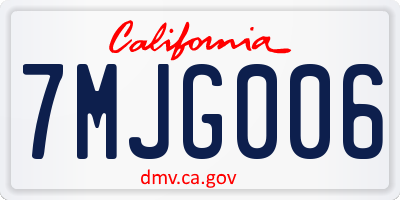 CA license plate 7MJG006