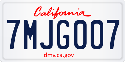 CA license plate 7MJG007