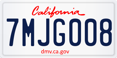 CA license plate 7MJG008