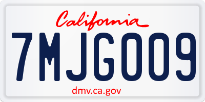 CA license plate 7MJG009