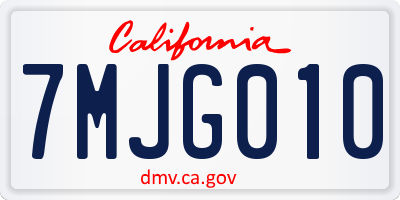 CA license plate 7MJG010