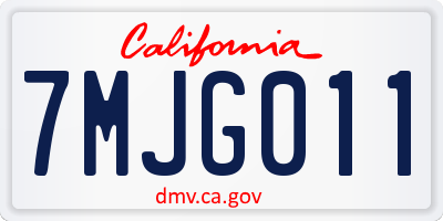 CA license plate 7MJG011