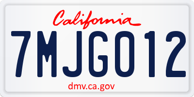 CA license plate 7MJG012