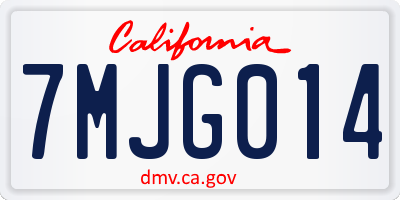 CA license plate 7MJG014