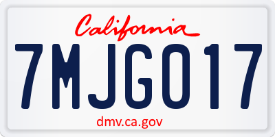 CA license plate 7MJG017