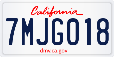 CA license plate 7MJG018