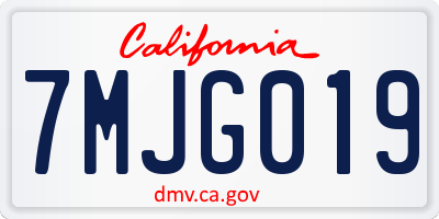 CA license plate 7MJG019