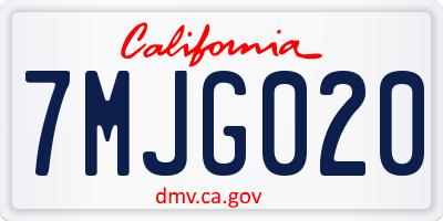 CA license plate 7MJG020