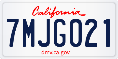 CA license plate 7MJG021