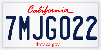 CA license plate 7MJG022