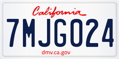 CA license plate 7MJG024