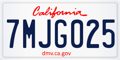 CA license plate 7MJG025