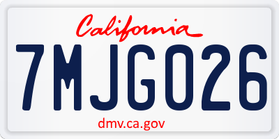 CA license plate 7MJG026