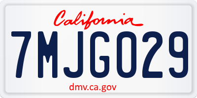 CA license plate 7MJG029