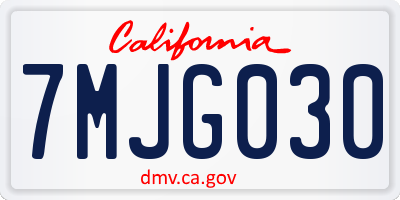 CA license plate 7MJG030