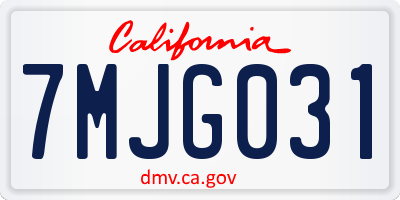 CA license plate 7MJG031