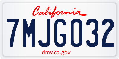 CA license plate 7MJG032